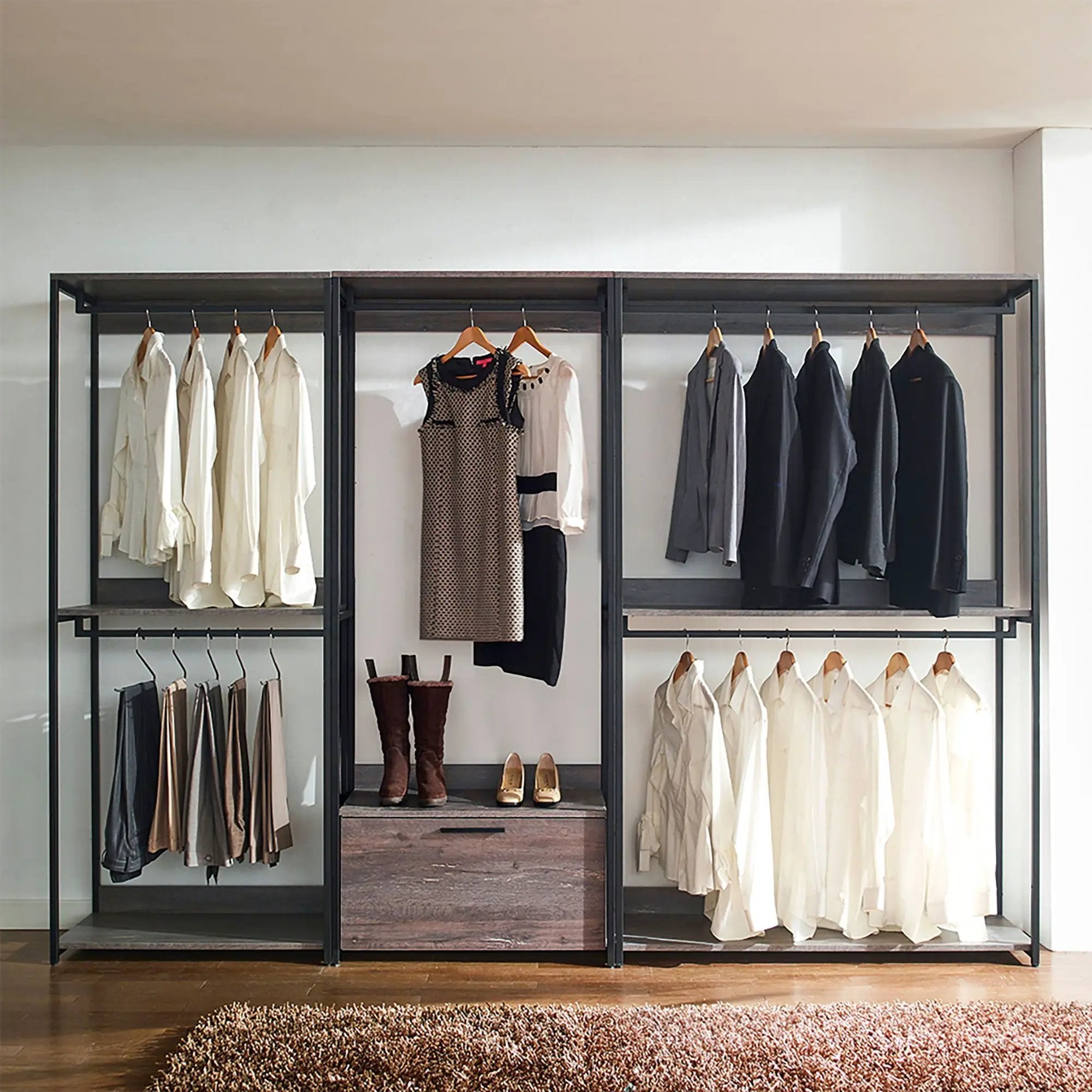 Monica - Farmhouse Industrial Wood Walk In Closet by HouseOfZazla