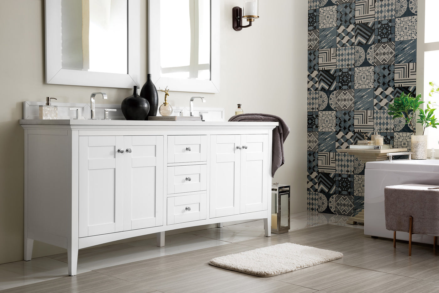 James Martin Palisades 72" Double Bathroom Vanity, Bright White, view 13