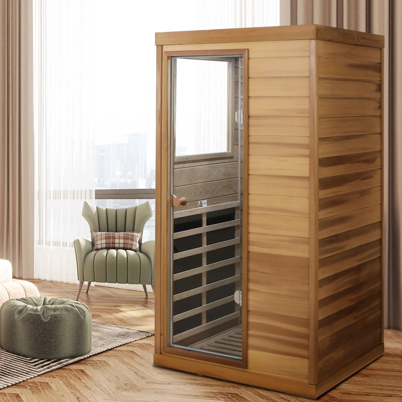 Hemlock Mini 1 Person Far Infrared Door Indoor Sauna Room by HouseOfZazla