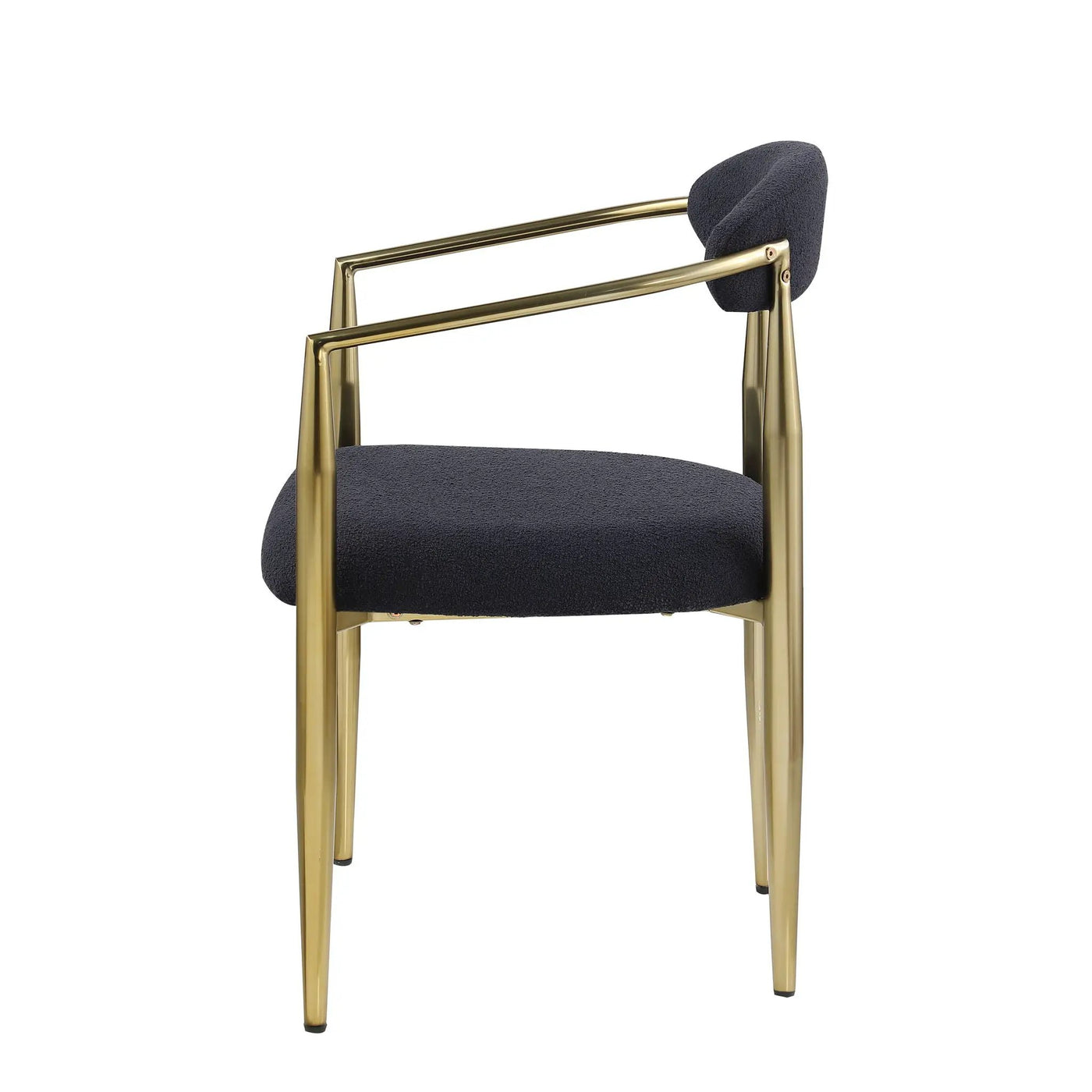 Dining Chairs (Set of 2), Mid-Century Modern Dining Chairs, Kitchen Dining Room Chairs, Round Boucle Backrest Sherpa Dining Chair With Metal Legs by Unique Piece Furniture
