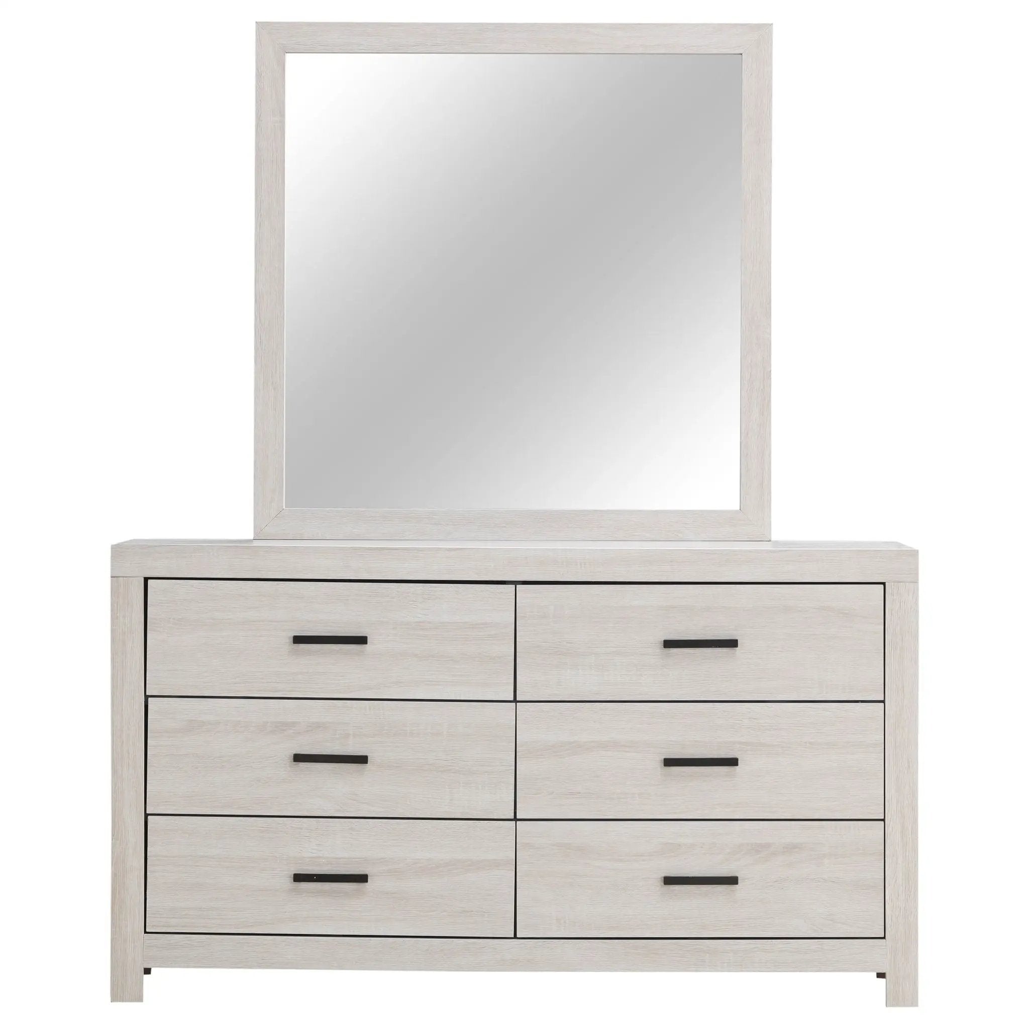 Brantford 6-drawer Dresser with Mirror Coastal White by Unique Piece Furniture