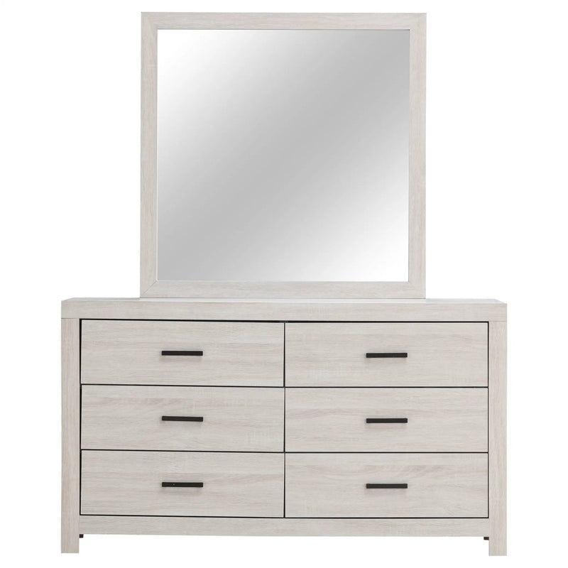 Brantford 6-drawer Dresser with Mirror Coastal White by Unique Piece Furniture
