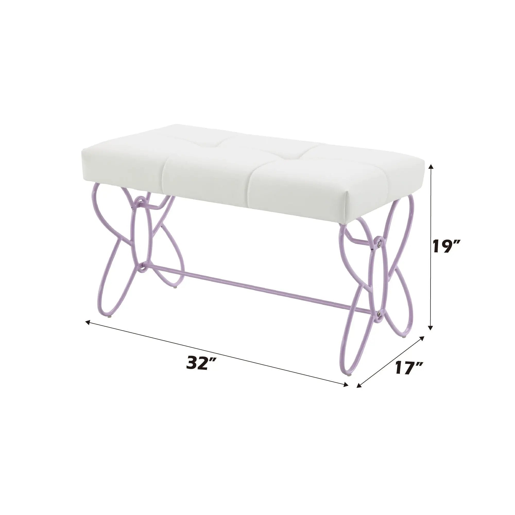 Priya II - Synthetic Leather Purple Bench - Purple / White by Unique Piece Furniture