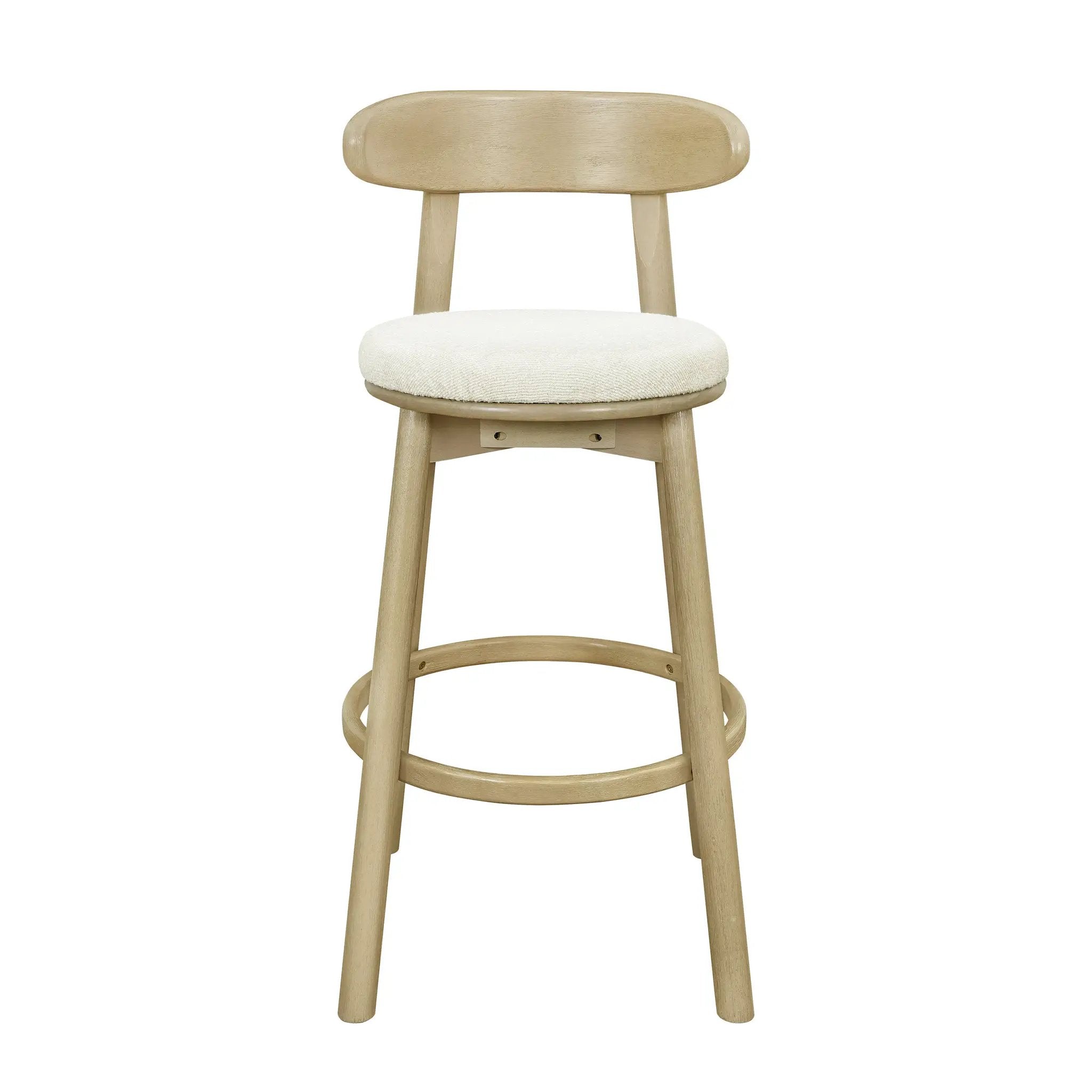 Round Cushion Bar Stools (Natural Ash + Beige) by HouseOfZazla