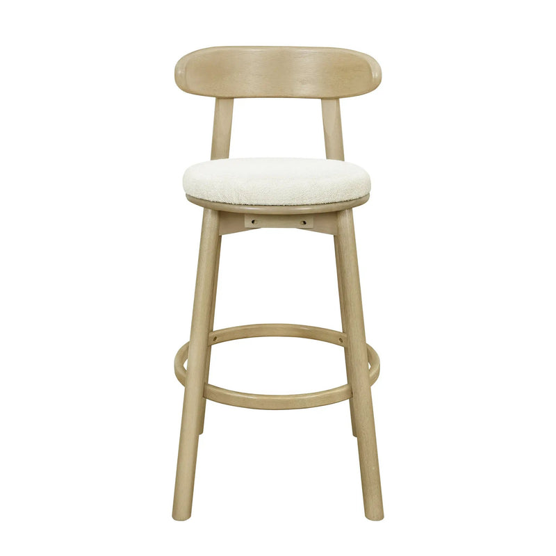 Round Cushion Bar Stools (Natural Ash + Beige) by HouseOfZazla