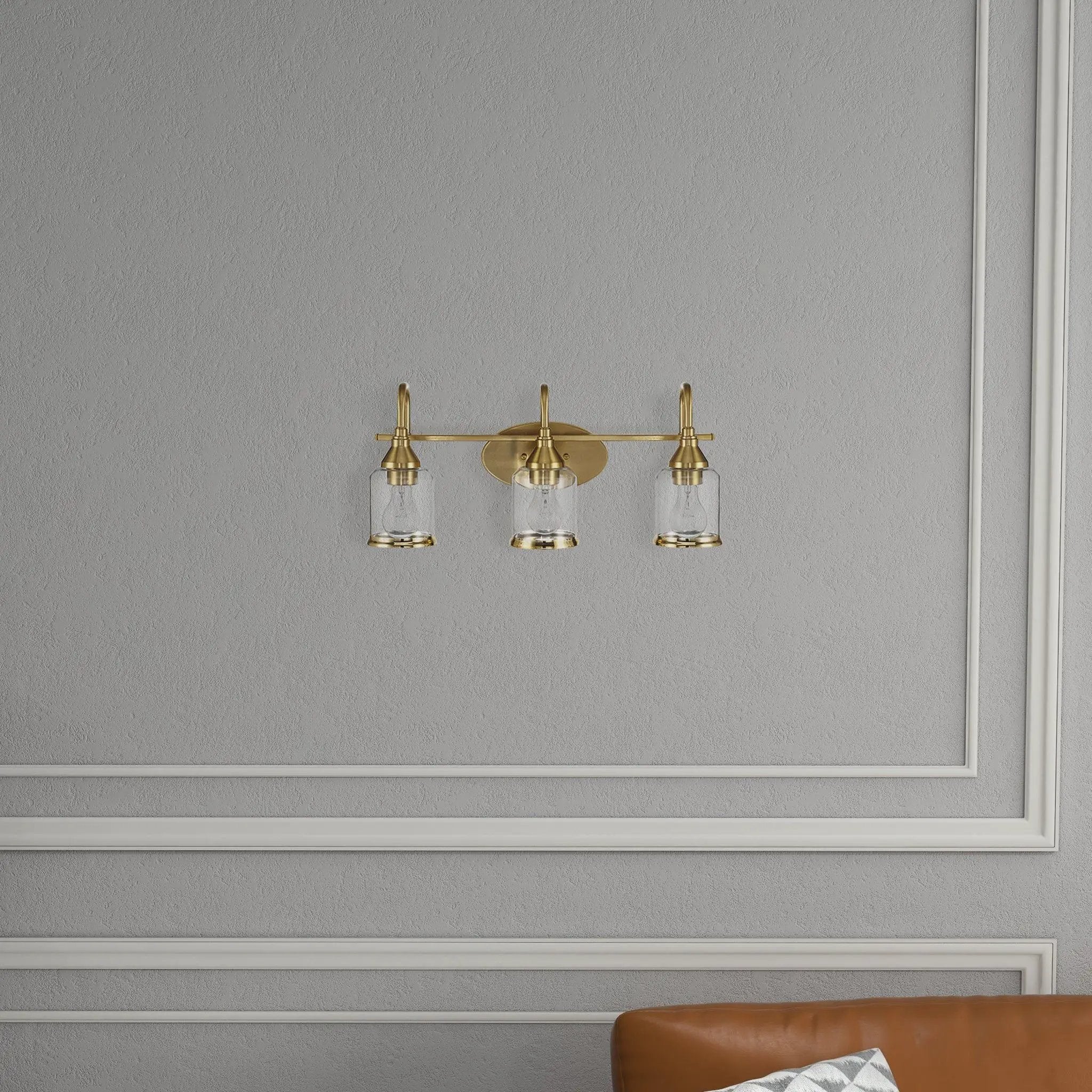 3 Lights Brush Vanity Light - Clear / Gold by Unique Piece Furniture