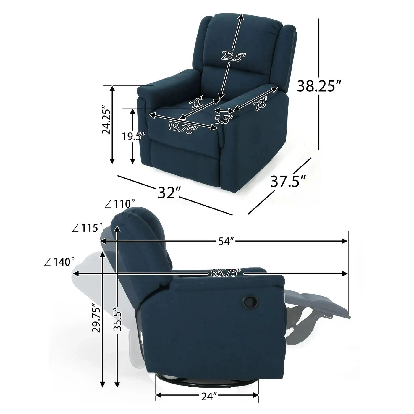Contemporary Glider Recliner With Swivel Function by HouseOfZazla