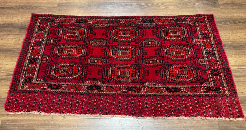 Antique Turkoman Salor Rug, Turkoman Textile, Fine 400 KPSI, Red, Persian Tribal Rug by Jewel Rugs