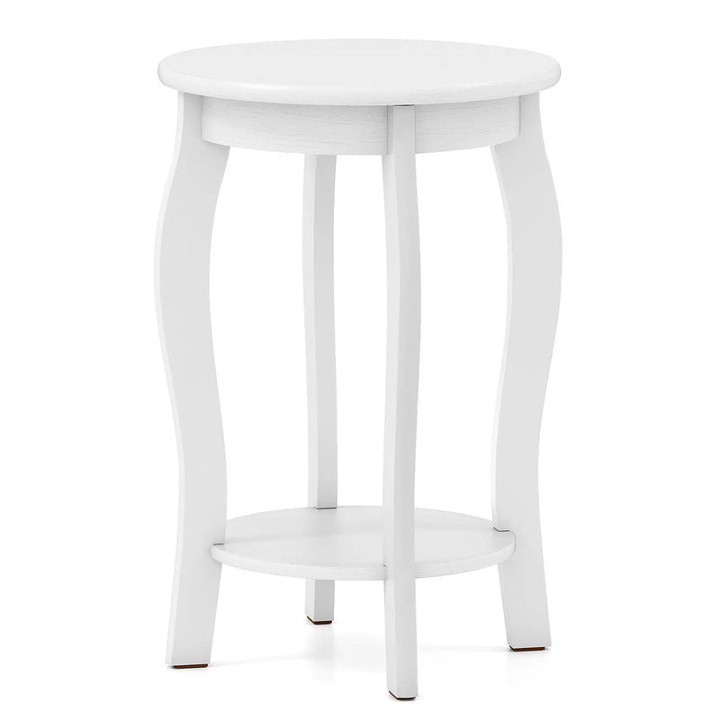 15 Inch 2-Tier Round End Table with Storage Shelf by DirectDeals