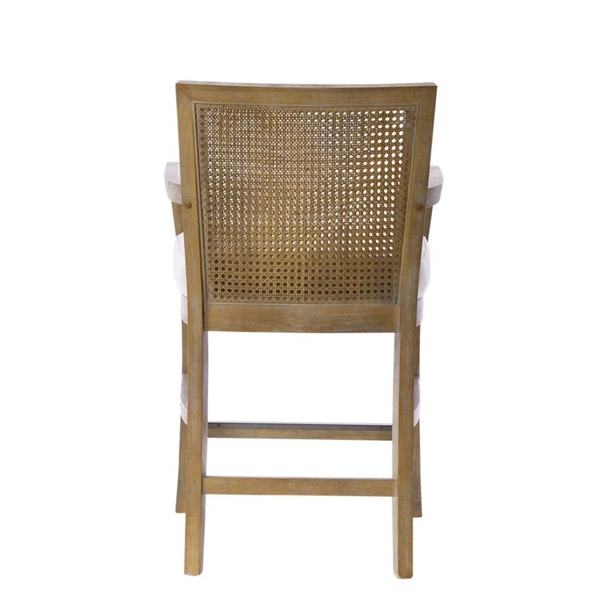 Cane Back Counter Stool With Upholstered Seat - Cream / Reclaimed Natural by Unique Piece Furniture