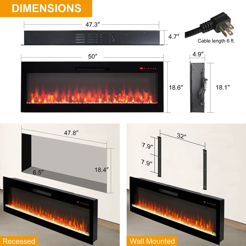 60 Inch Fireplace TV Stand for TVs Up to 70" with 50" Smart Electric Fireplace by HouseOfZazla