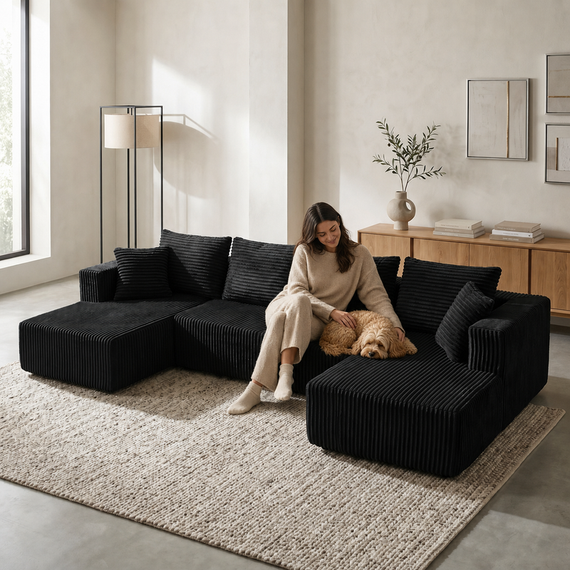 132.1 Inch Modular Sectional Sofa with Double Chaise by HouseOfZazla