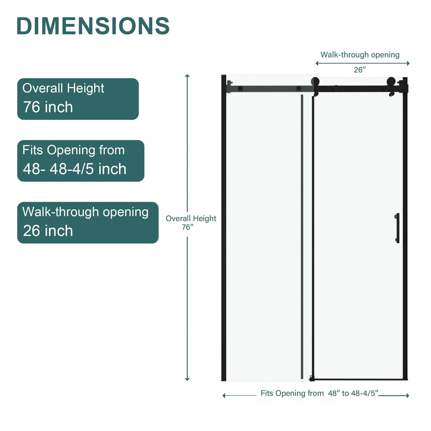 Modern Single Slide Shower Door, Tempered Glass, Stainless Steel Frame by HouseOfZazla