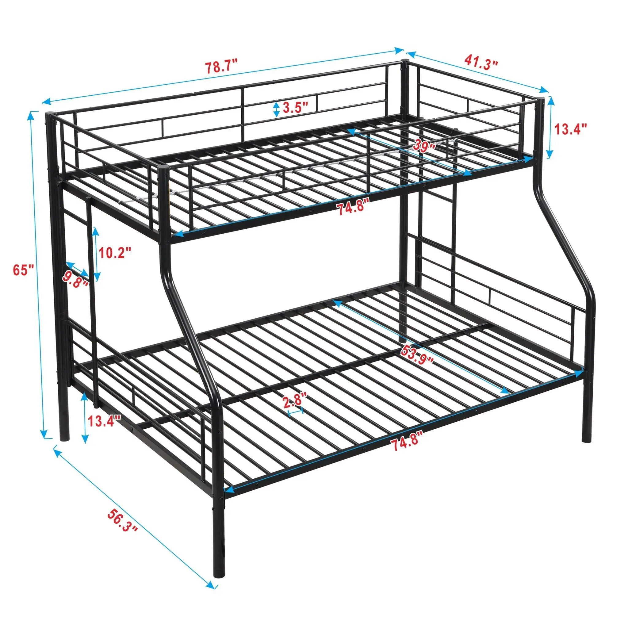 Twin Over Full Bunk Bed With Large Under-Bed Storage - Black by Unique Piece Furniture
