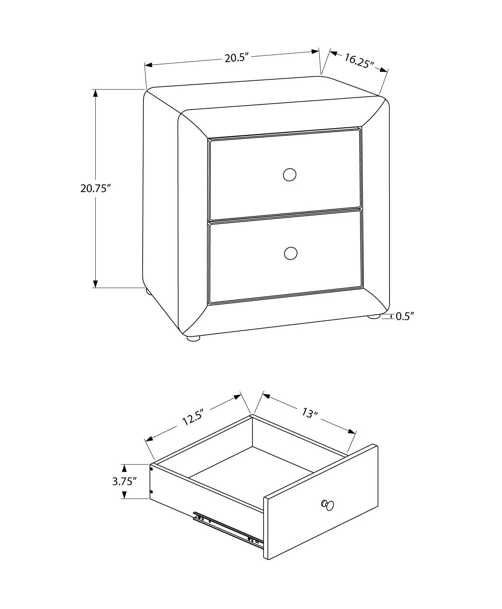Nightstand, Storage Drawer Versatile Use, Upholstered, Transitional by Unique Piece Furniture
