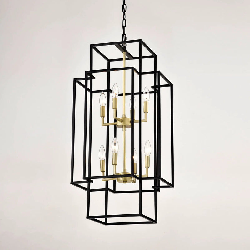 8 Light Lantern Chandelier Lighting, Entryway Chandeliers For High Ceilings, Chandeliers For Dining Room, Foyer, Entry, Staircase, Hallway, Height Adjustable (E12 Bulbs Not Included) by HouseOfZazla
