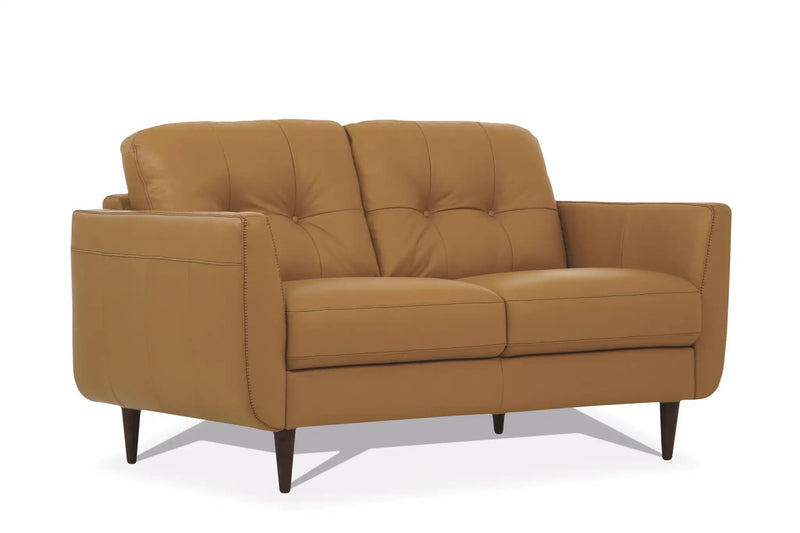 Radwan Camel Leather Loveseat (Assembled) by HouseOfZazla