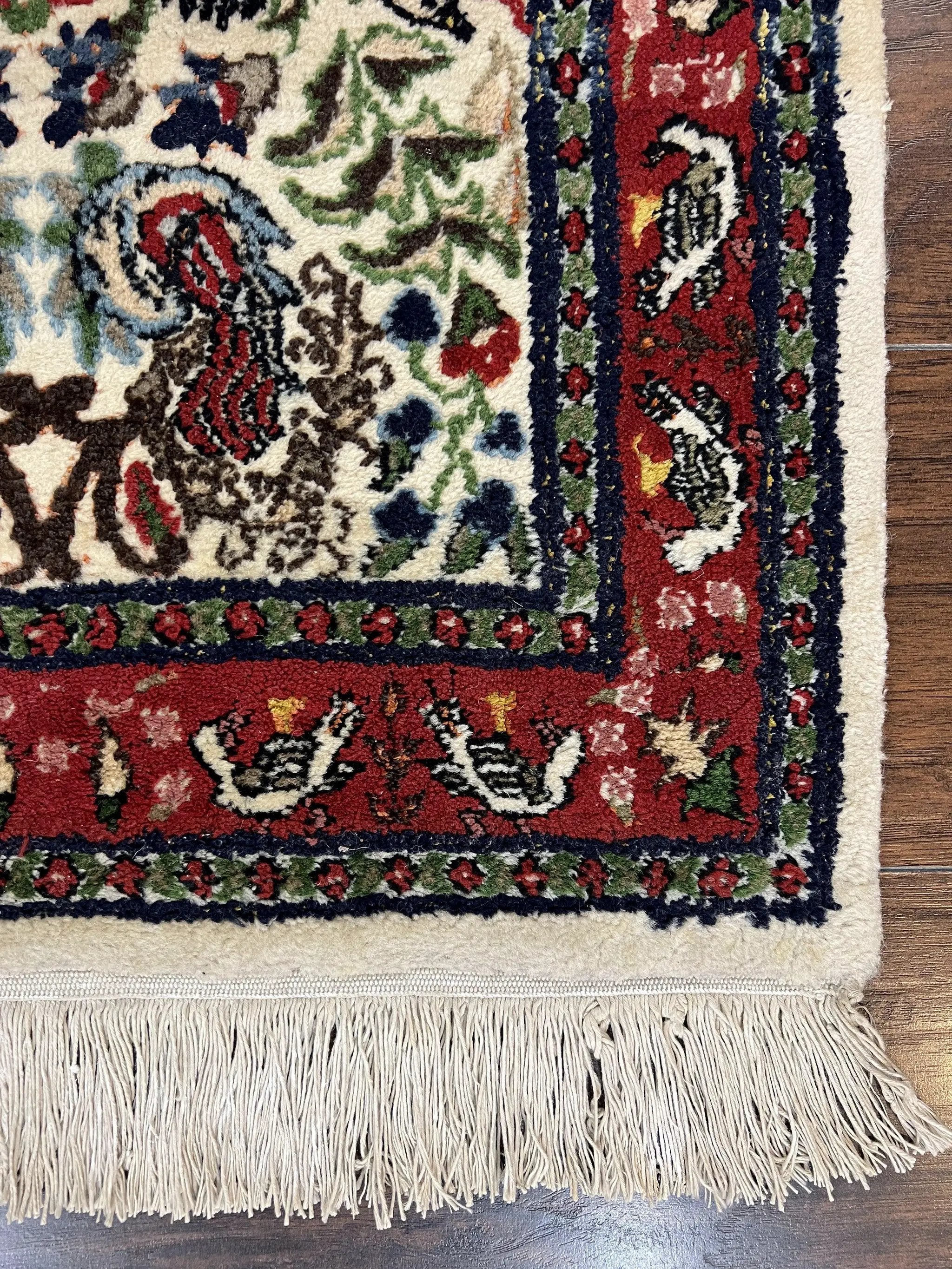 Small Indo Persian Rug 2x3 ft, Wool with Silk Highlights, Animal Pictorials, Birds by Jewel Rugs