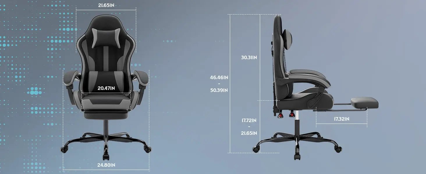 Ergonomic Gaming Chair with Footrest and Lumbar Support by HouseOfZazla