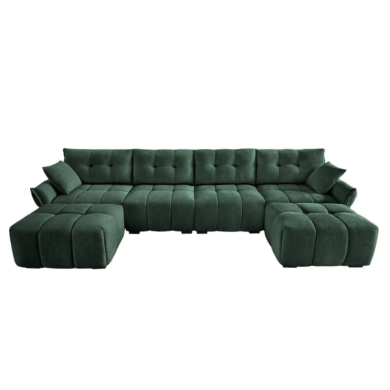 Sofa Set With Ottoman And Pillows, Textured, High Resilience Cushions by HouseOfZazla
