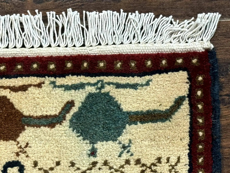 Afghan War Rug 2 x 2.6, Guns Tanks Helicopters by Jewel Rugs