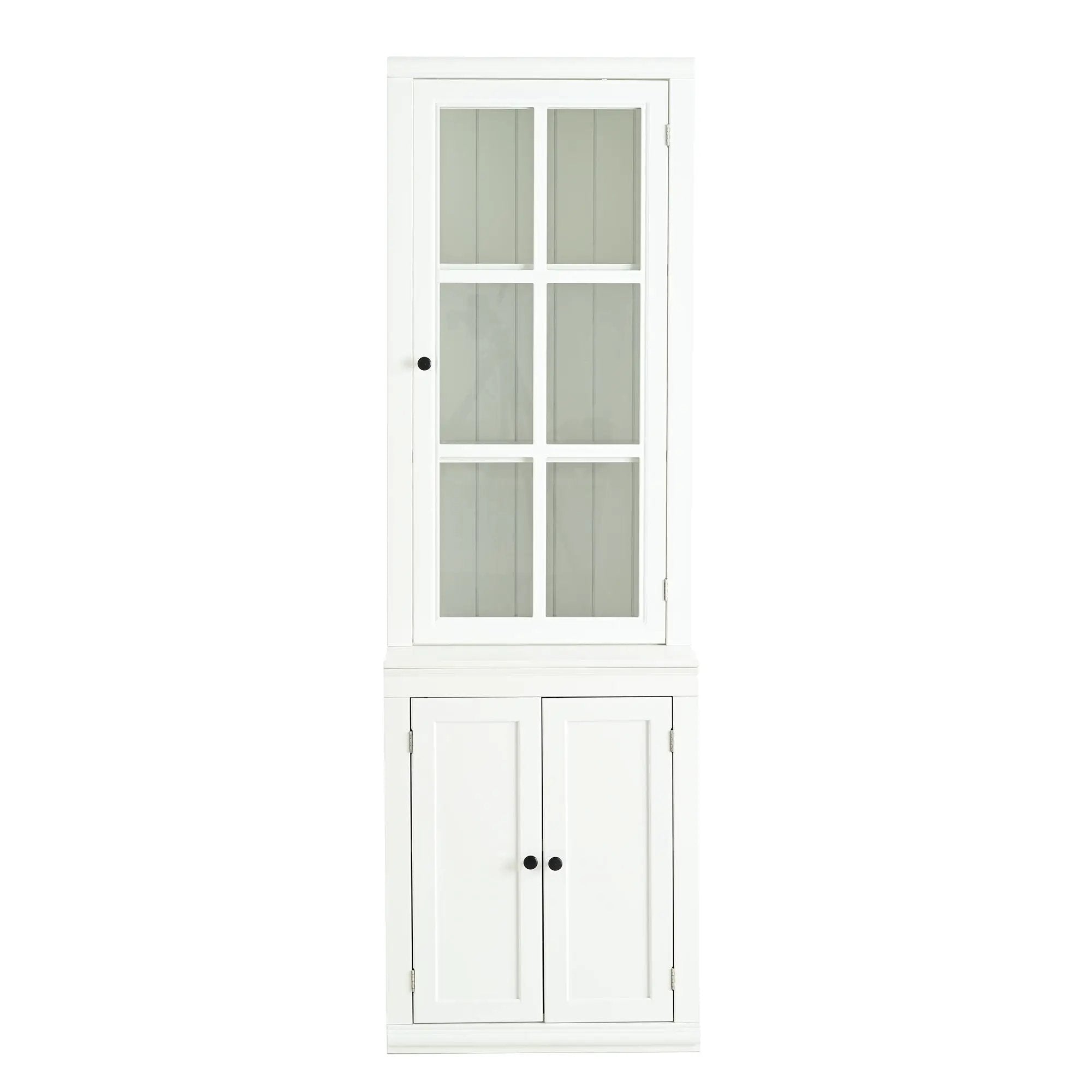 Retro Style Hutch Cabinet With Glass Door, China Cabinet For Home by Unique Piece Furniture