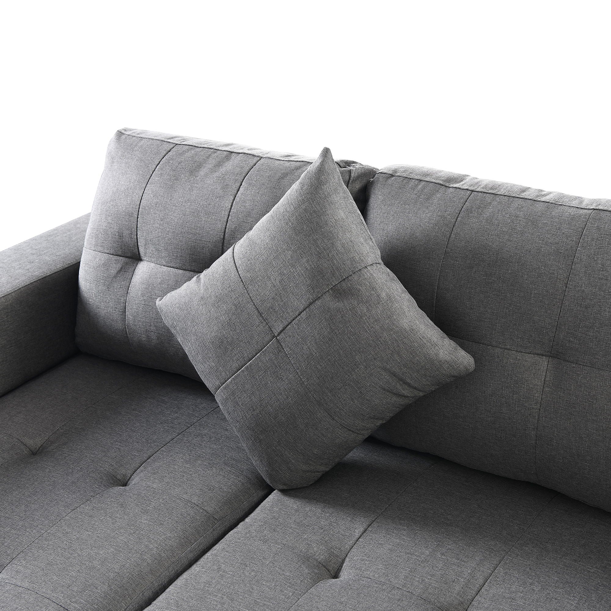 Modern Sectional Sofa Set With L Shape Chaise Lounge, Cup Holder, 4 Seat - Gray by HouseOfZazla