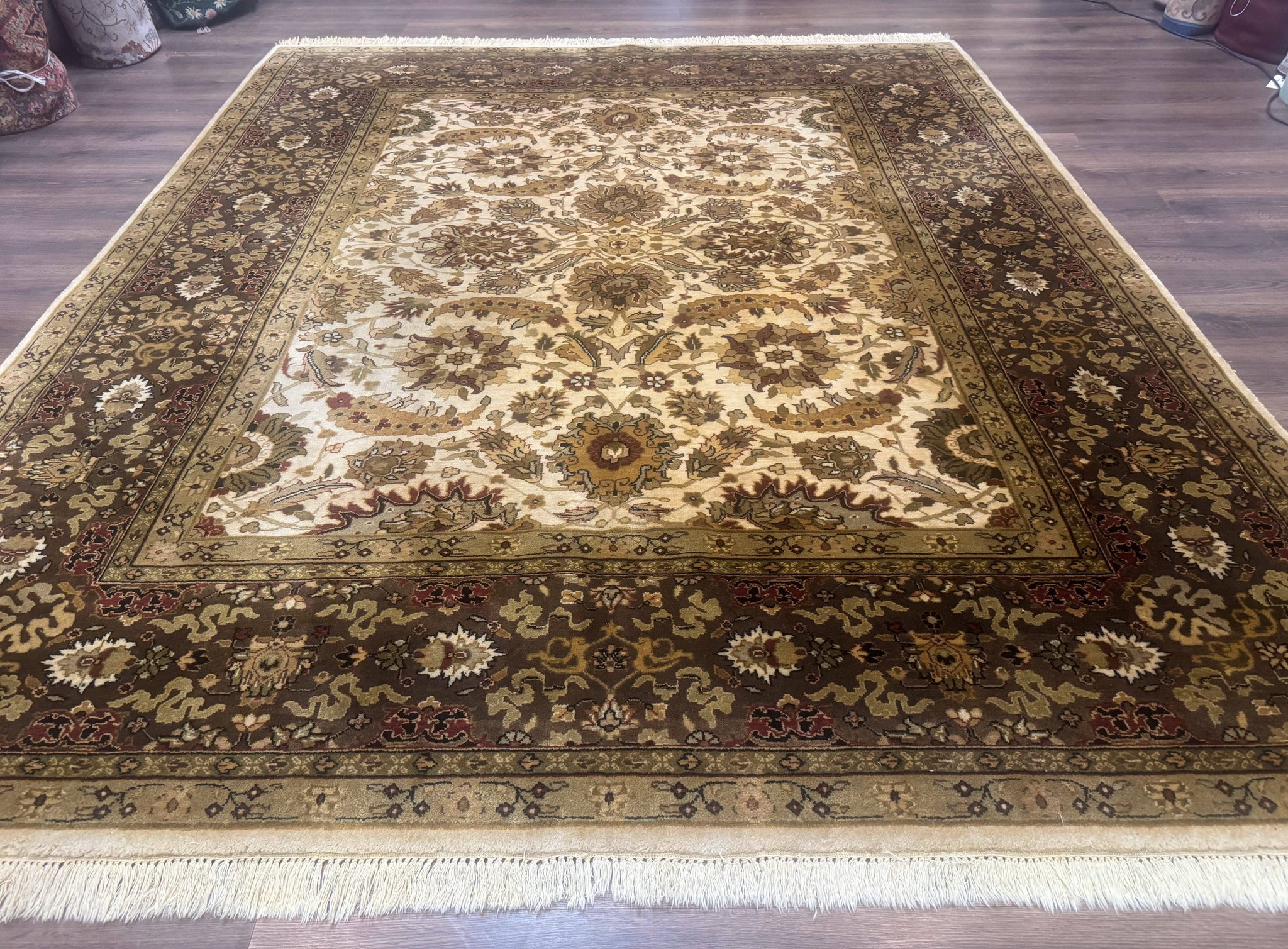 Indo Persian Mahal Rug 8x10, Floral Traditional Wool Oriental Carpet by Jewel Rugs