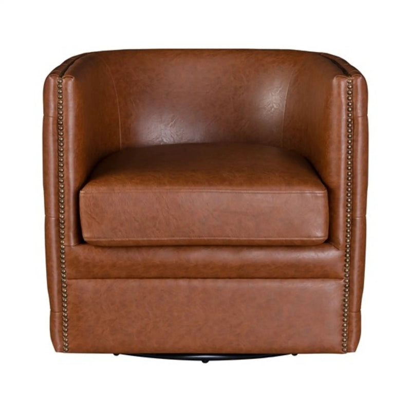 Swivel Chair With Tufted Barrel Design And Nailhead Accents by Unique Piece Furniture
