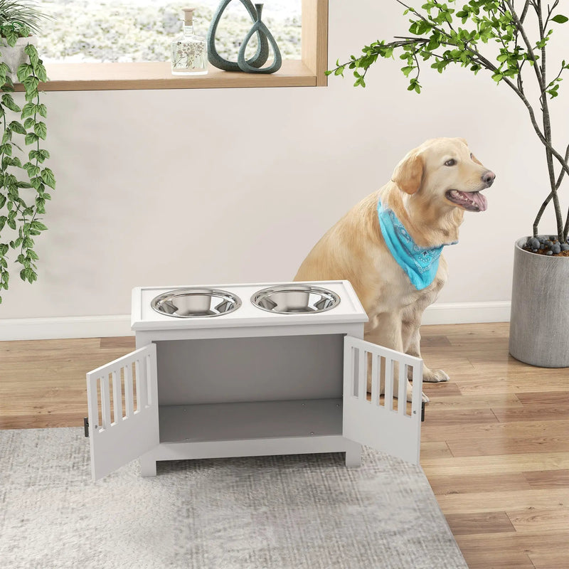 PawHut Large Elevated Dog Bowls with Storage Cabinet by HouseOfZazla