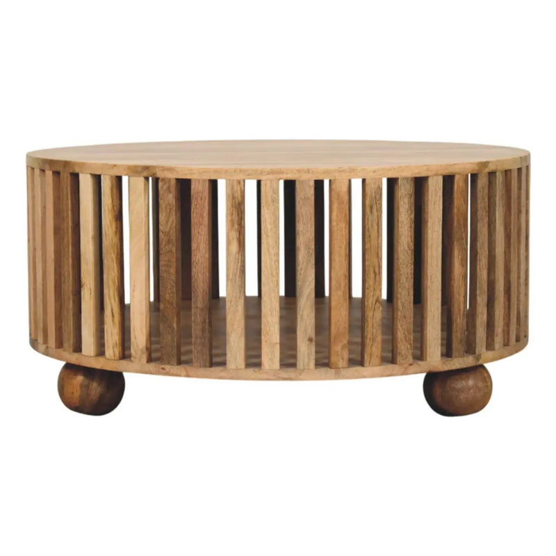 Slatted Round Coffee Table - Beige by HouseOfZazla