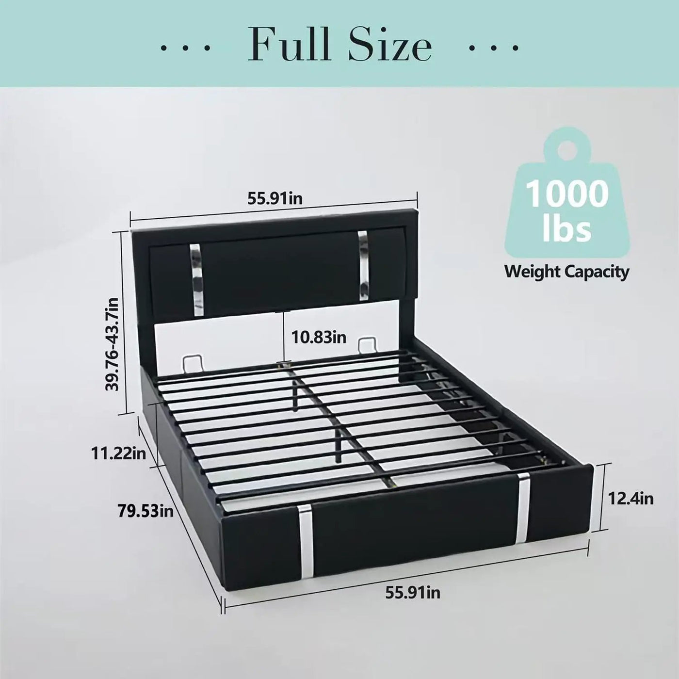 Upholstered Platform Bed Frame With Adjustable LED Headboard, USB C-Charging, Hydraulic Lift by HouseOfZazla