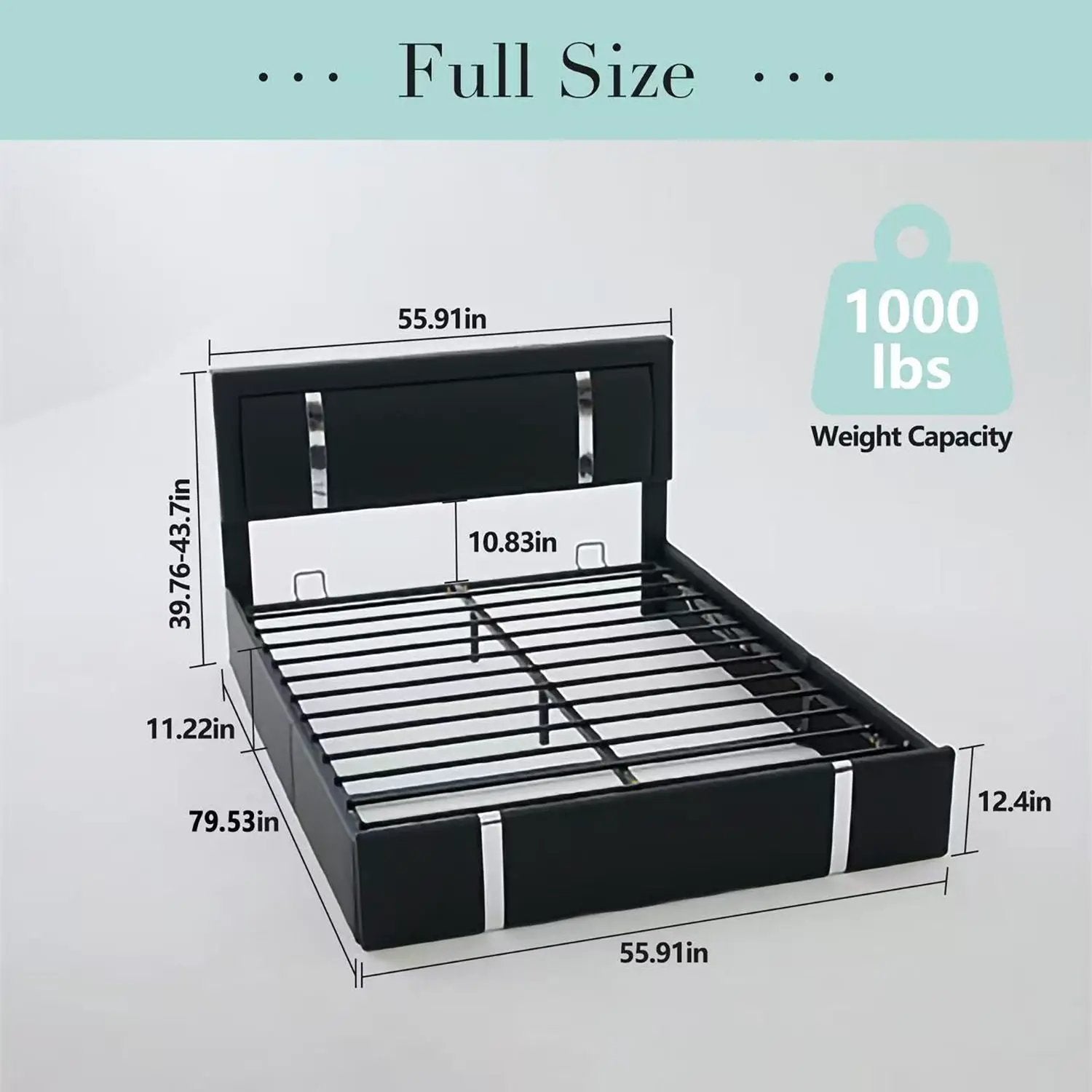 Upholstered Platform Bed Frame With Adjustable LED Headboard, USB C-Charging, Hydraulic Lift by Unique Piece Furniture