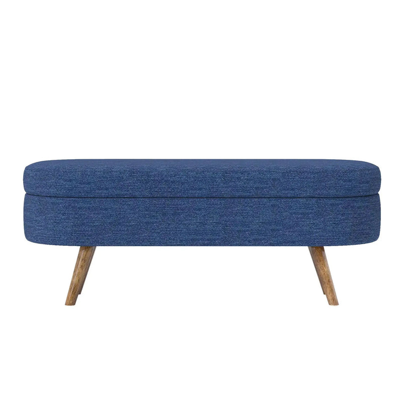 Ottoman Oval Storage Bench with Rubber Wood Legs by HouseOfZazla