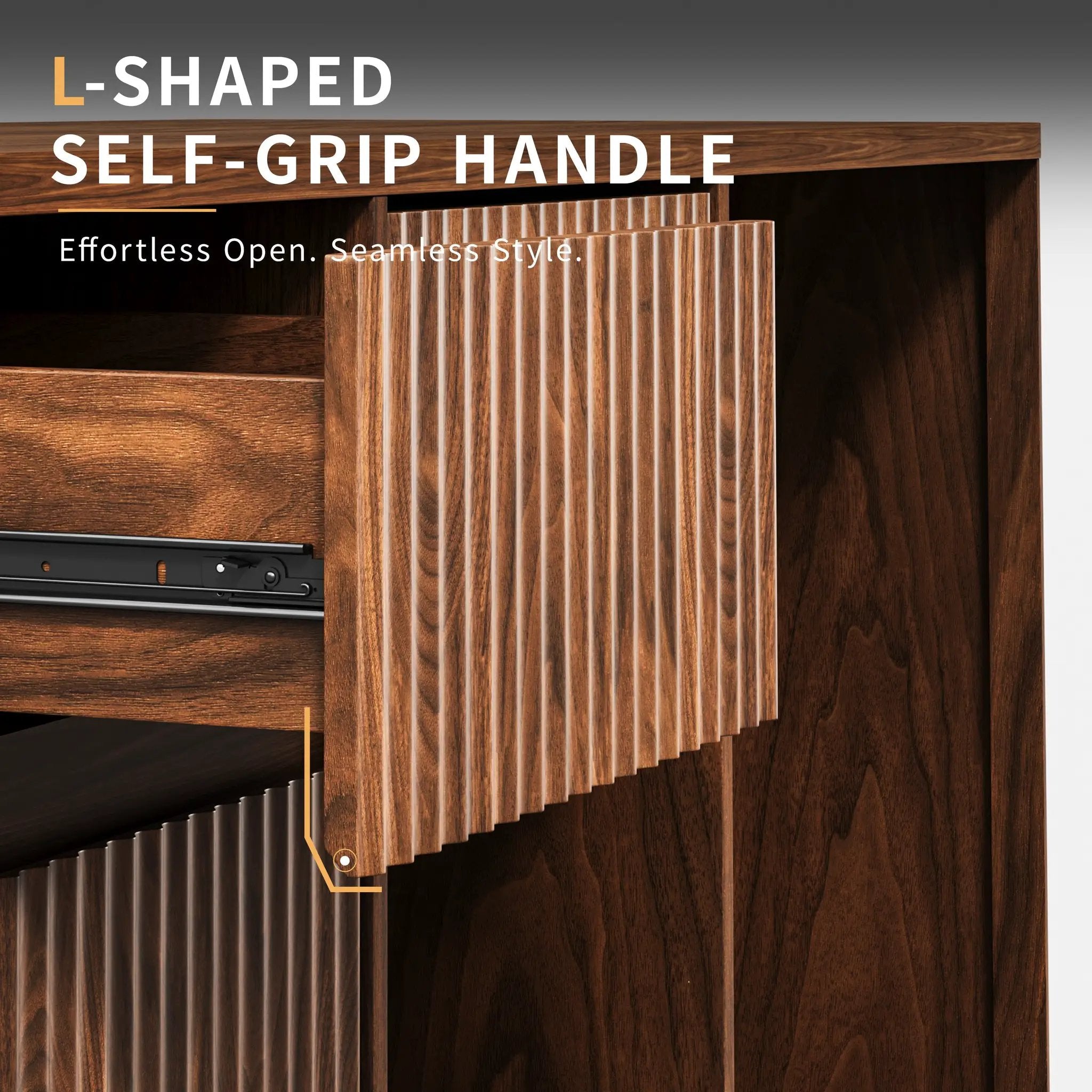 53.2" Fluted Buffet Wine Cabinet with Mini Fridge Nook by HouseOfZazla