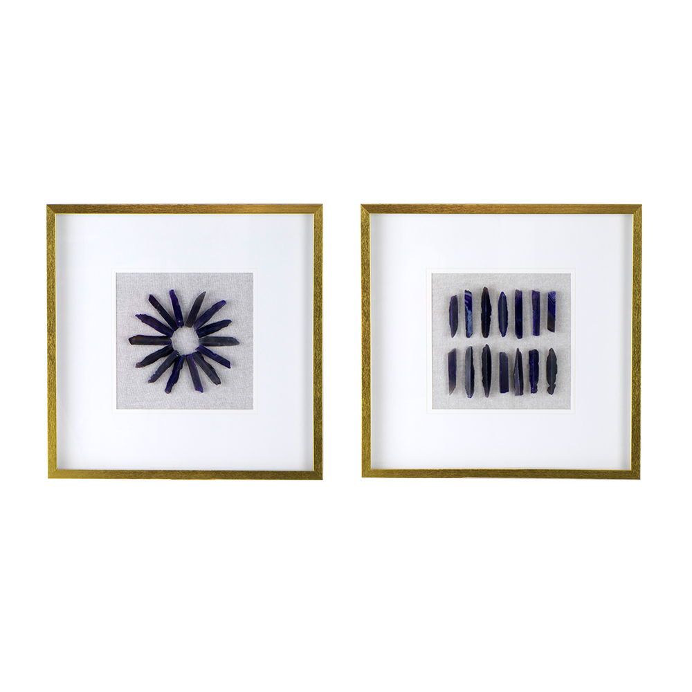 Grace Purple Agate Shadow Boxes Wall Art Set of 2 with Natural Stone – Multicolor, photo 12 of 17