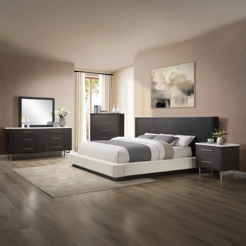Clayten - Queen Bed - Beige / Espresso by Unique Piece Furniture