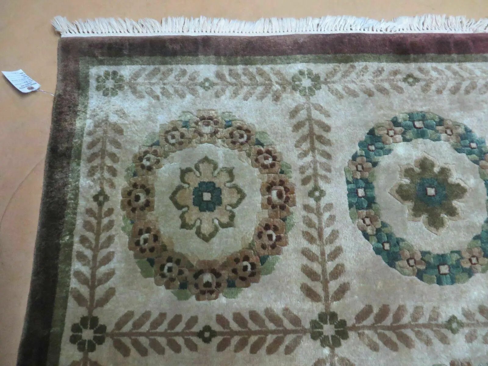 9' X 12' Modern Handmade Indo Lahore Wool Rug Art Deco Olive Ivory Nice Wow by Jewel Rugs