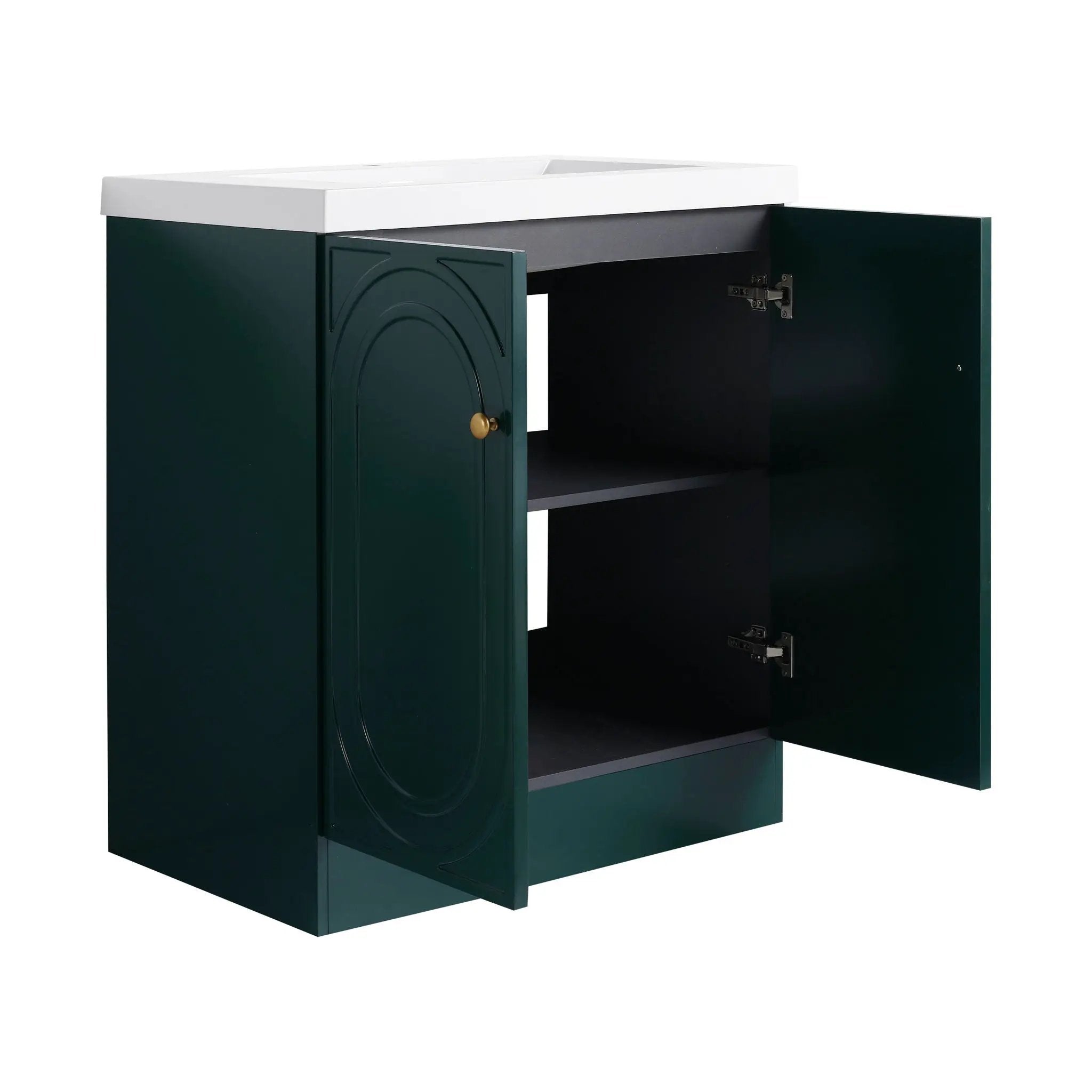 Contemporary Freestanding Bathroom Vanity With Resin Sink & Soft-Close Cabinet Doors by HouseOfZazla