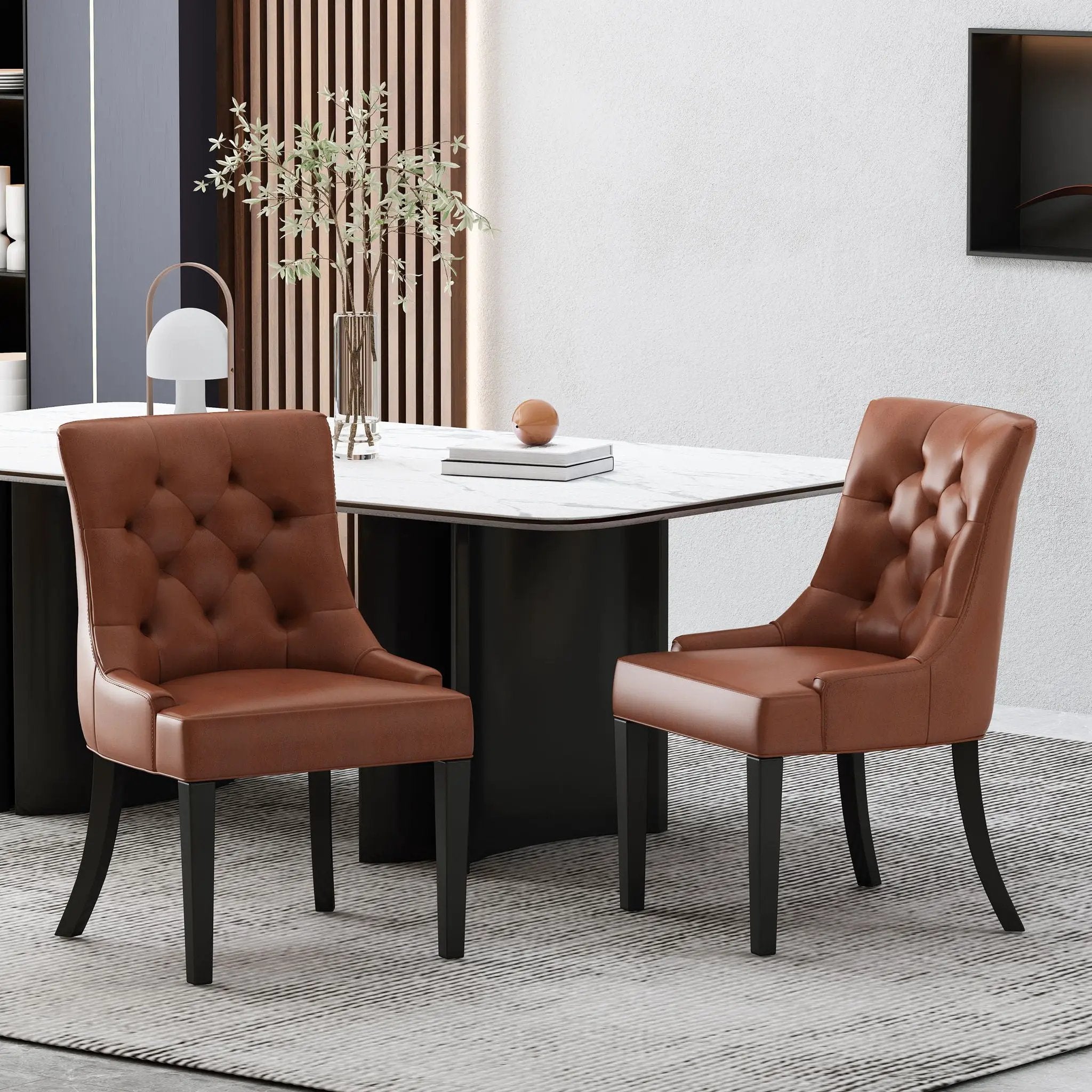 Cheney Contemporary Dining Chair Tufted Upholstery (Set of 2) by HouseOfZazla