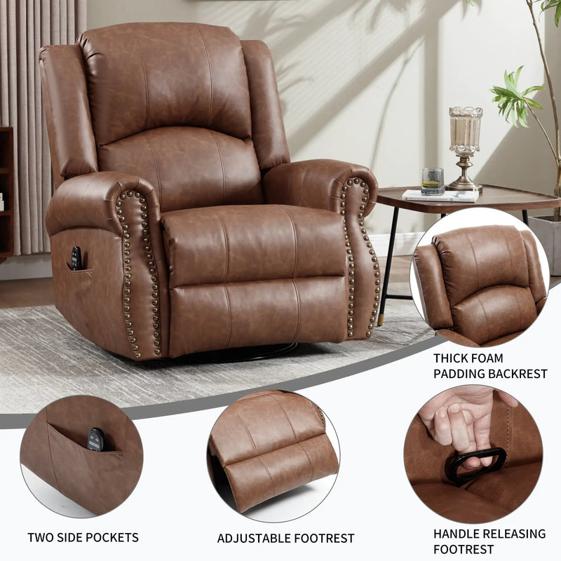 Heat Massage Manual Recliner Chair with Rocker and Swivel by HouseOfZazla
