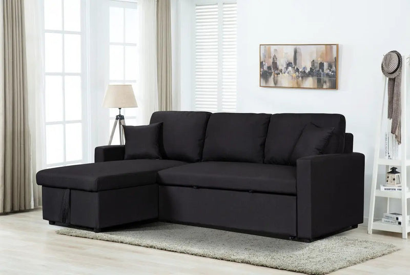 Paisley - Fabric Reversible Sleeper Sectional Sofa With Storage Chaise by HouseOfZazla