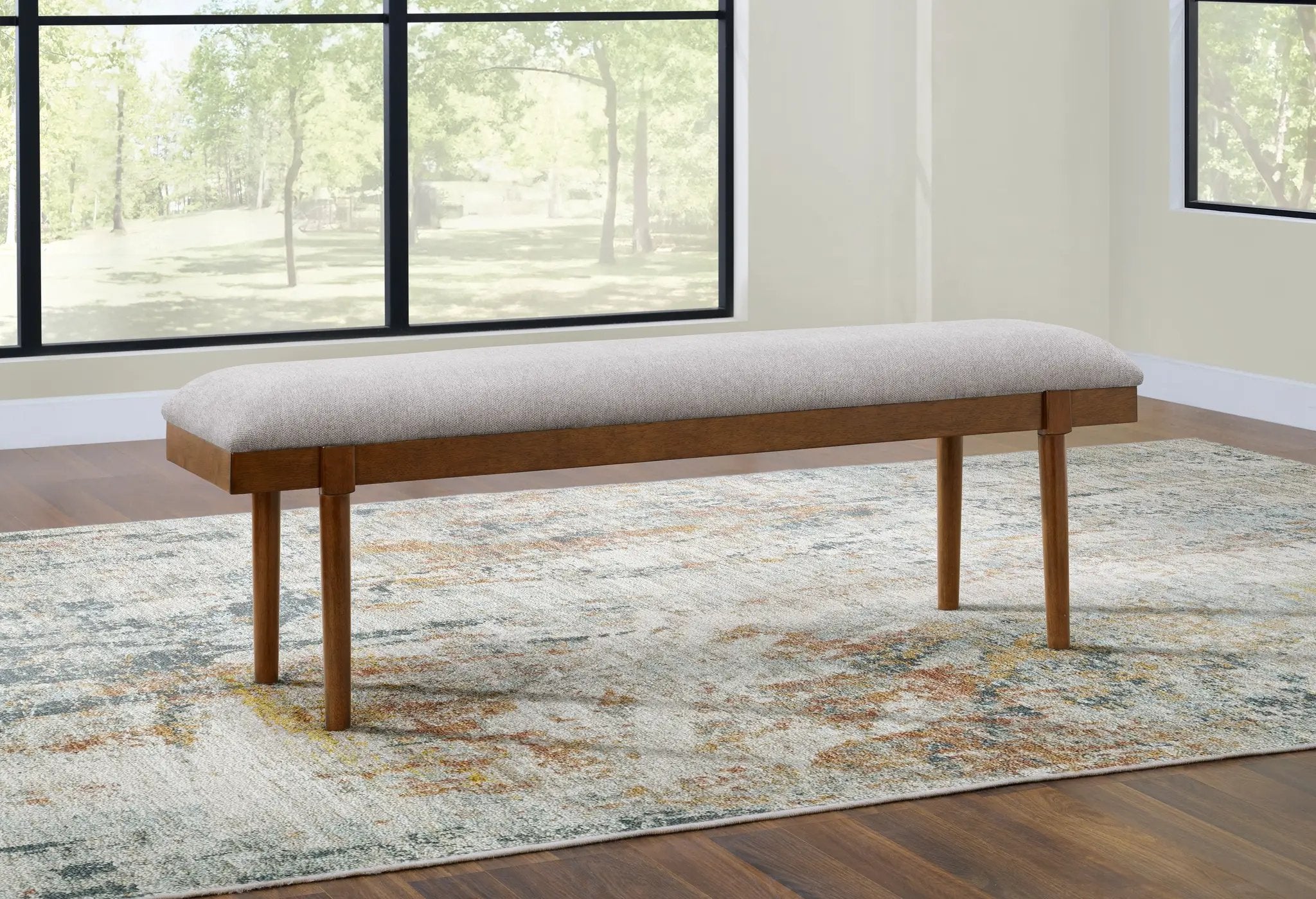 Lyncott - Large Upholstered Dining Room Bench - Gray / Brown by Unique Piece Furniture