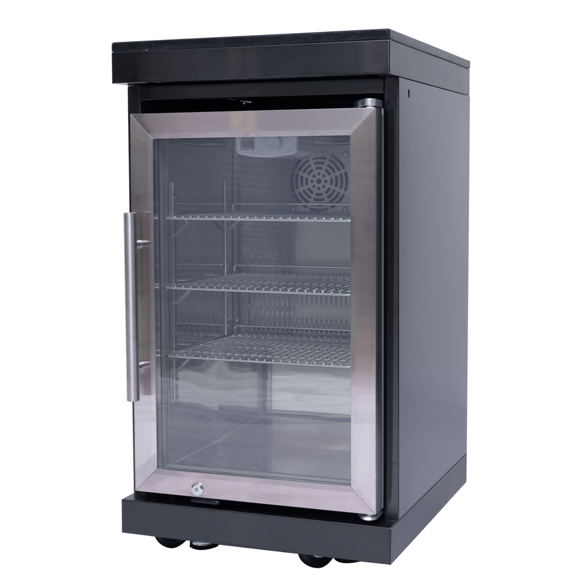 NG 85" 6-Burner 85,000 BTU Black Outdoor Kitchen Island Grill Refrigerator + Rotisserie Kit + Sink by Chery Industrial