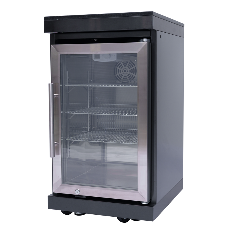 NG 85" 6-Burner 85,000 BTU Black Outdoor Kitchen Island Grill Refrigerator + Rotisserie Kit + Sink by Chery Industrial