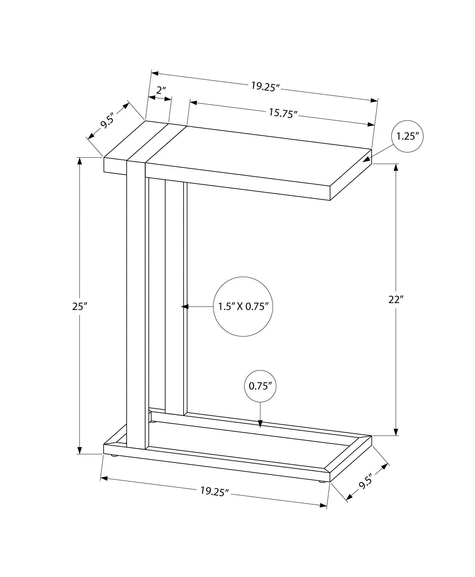 Accent Table, C-Shaped, Contemporary & Modern Stylish Design by HouseOfZazla