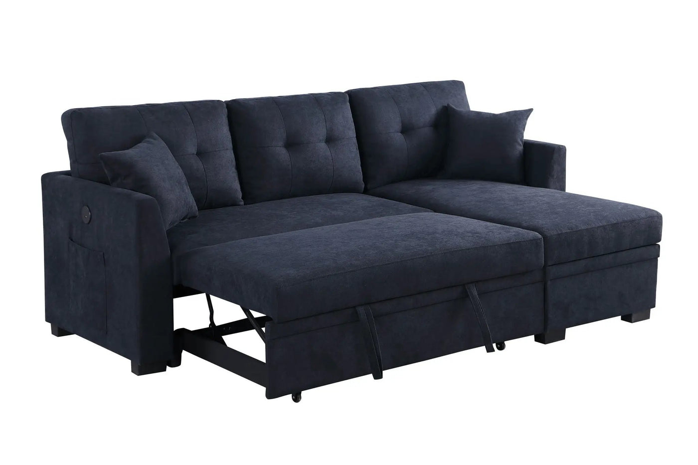 Sectional Sofa Bed L Shaped Sofa Couch Bed With USB Port, Reversible Chaise With Storage by HouseOfZazla