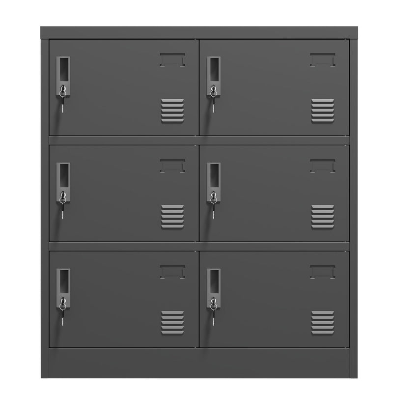 6 Door Employee Storage Locker, Lockers For Office, Gym, School, And Home With Card Slot - Black by HouseOfZazla