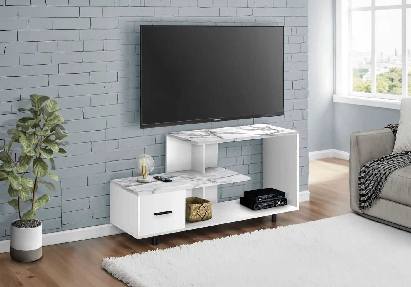 TV Stand, Console, Media Entertainment Center, Storage Drawer, Contemporary by HouseOfZazla