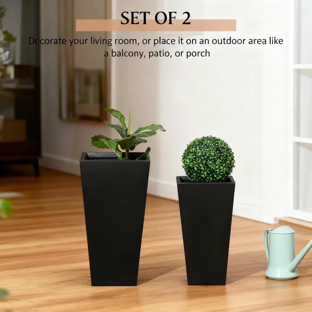 Tall Plant Pot 2-Pack Outdoor Planter Set with Drainage Holes by HouseOfZazla